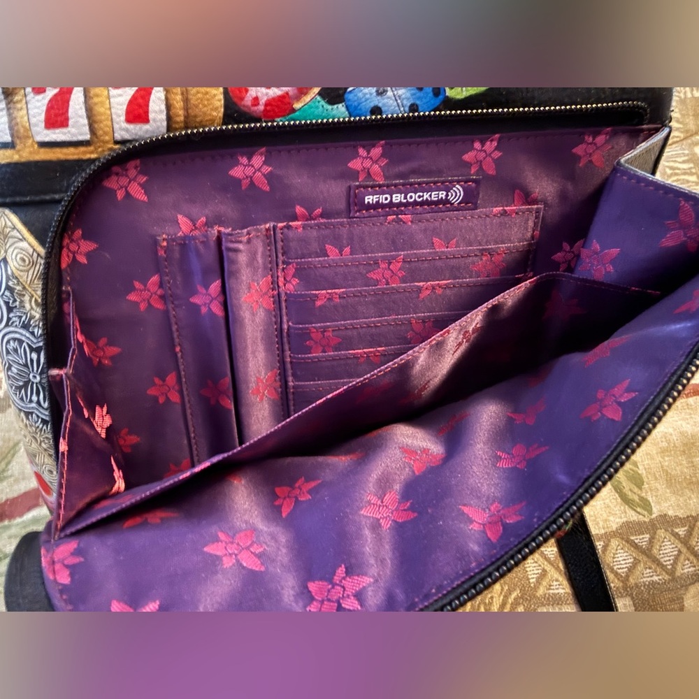 Anuschka High Roller hand painted leather crossbody purse - Picture 6 of 10